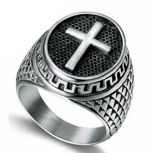New Mens Christian Cross Ring